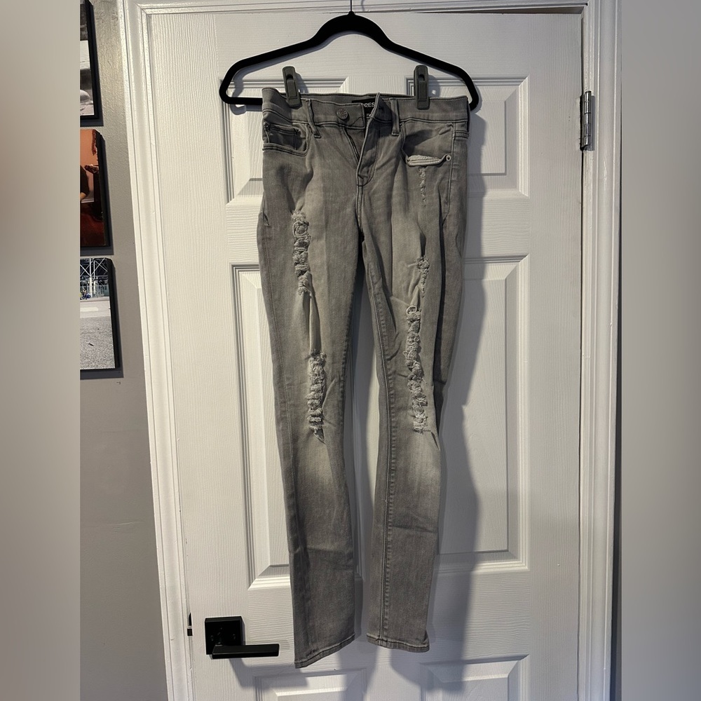 Women's Express Distressed Mid-Rise Legging Jeans Size 4R